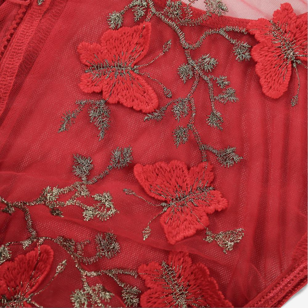 Lunaria Embroidered Illusion Bodysuit-Blue-L-Bodies & Teddies-StylinArts