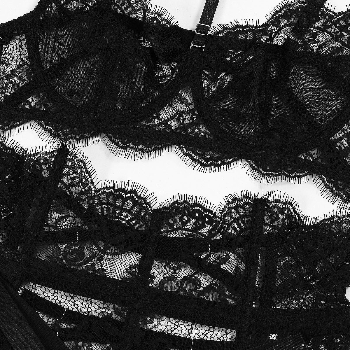Noir Éclat Lace Harness Set-Black-L-Basques-StylinArts