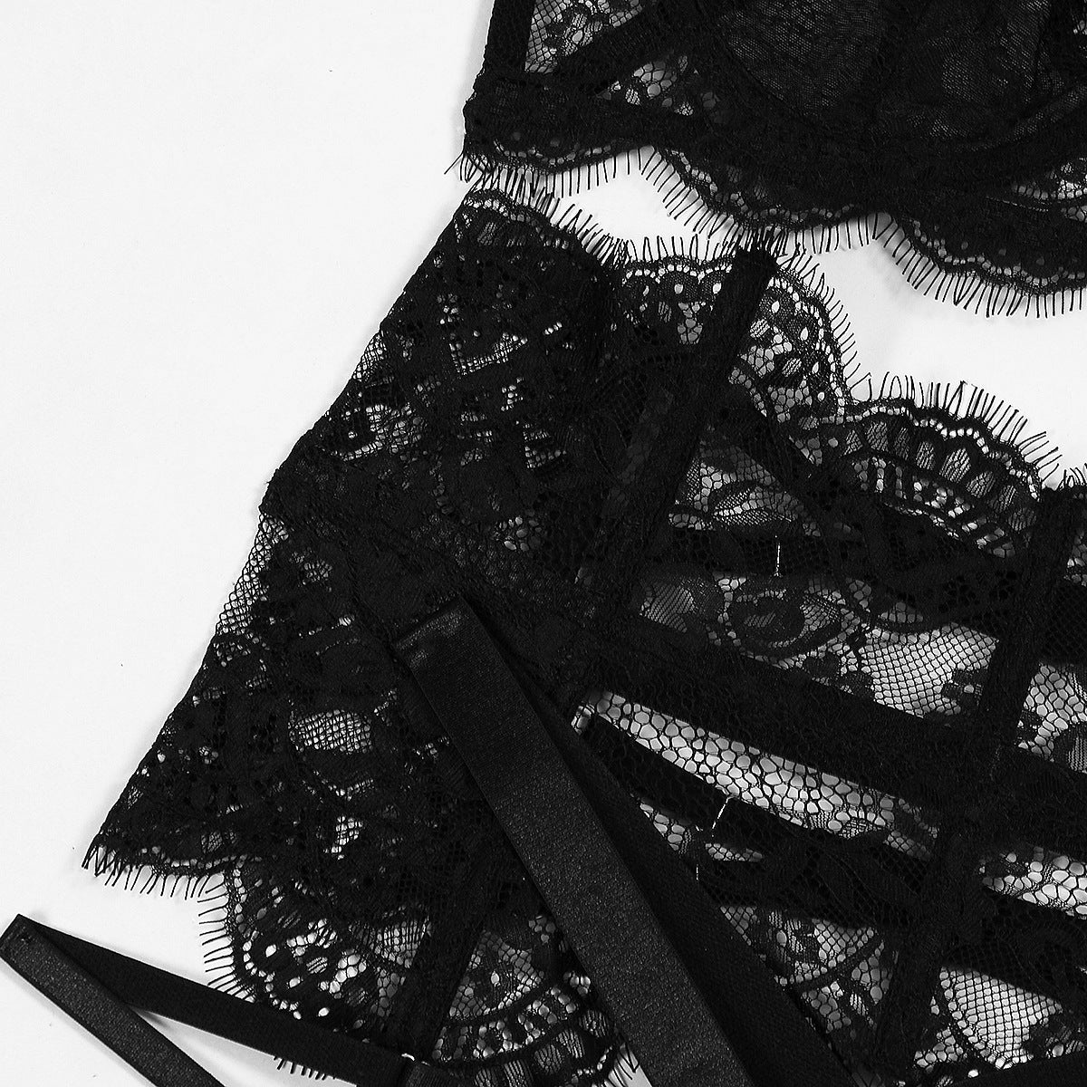 Noir Éclat Lace Harness Set-Black-L-Basques-StylinArts