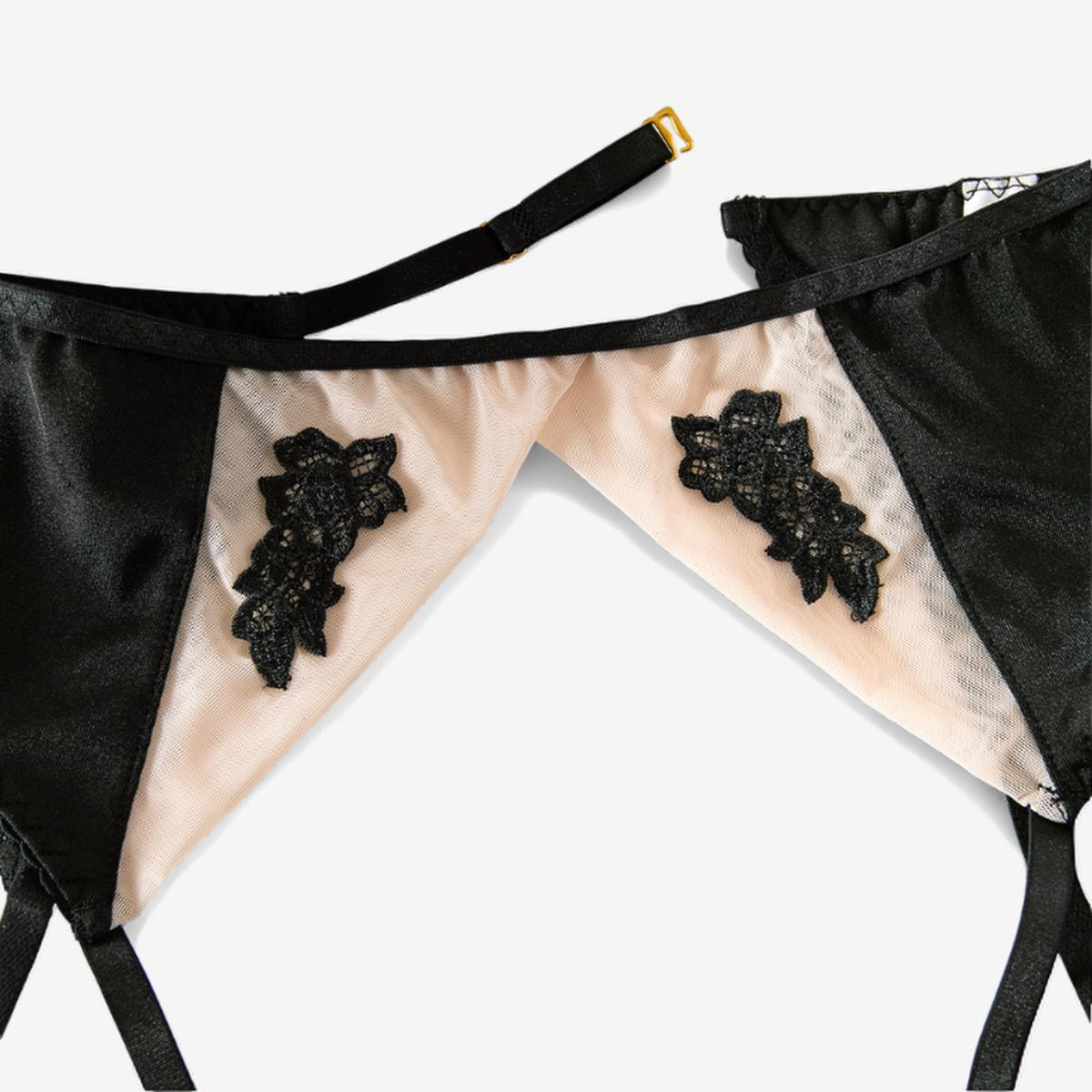 Lunara Satin Lace Lingerie Set-Skin Color-L-Basques-StylinArts