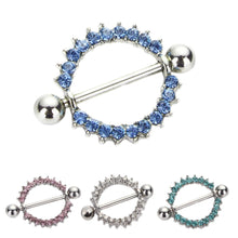 Glam Crystal Circle Nipple Rings – Dazzling Body Jewelry for Lingerie Seduction