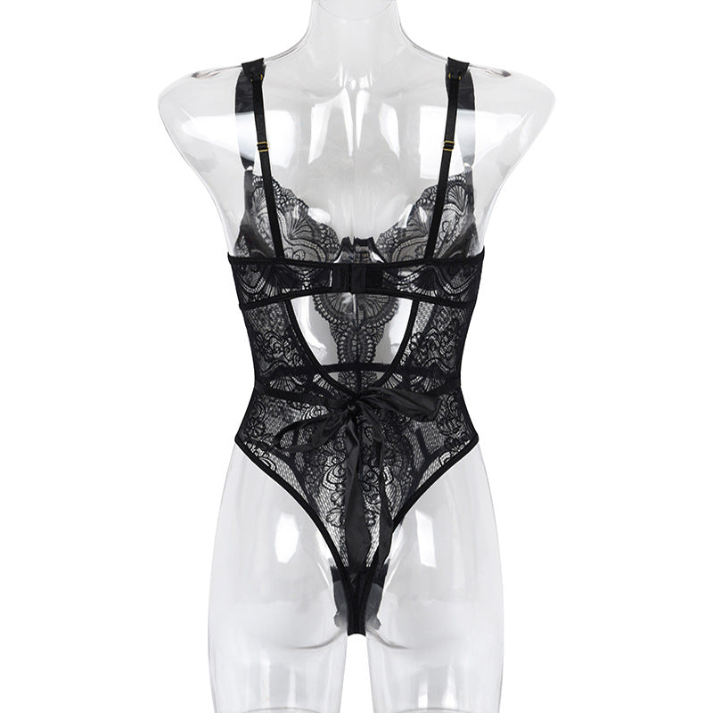 Selestine Lace Cutout Bodysuit-Black-L-Bodies & Teddies-StylinArts