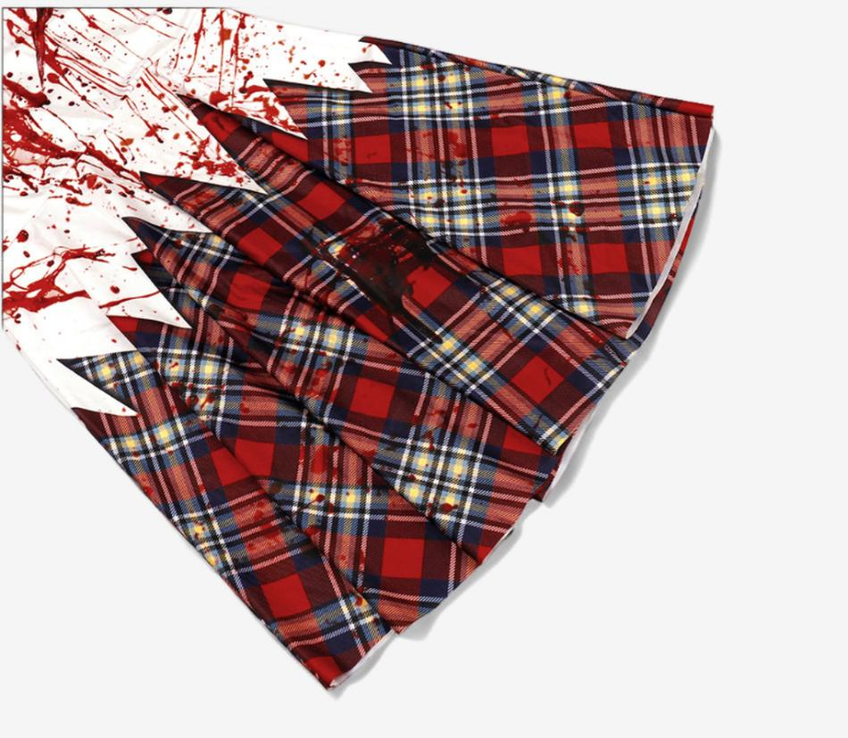 Possessed Schoolgirl Role-Play Costume – Bloody Tank & Plaid Skirt-Intimate Roleplay Outfits-StylinArts