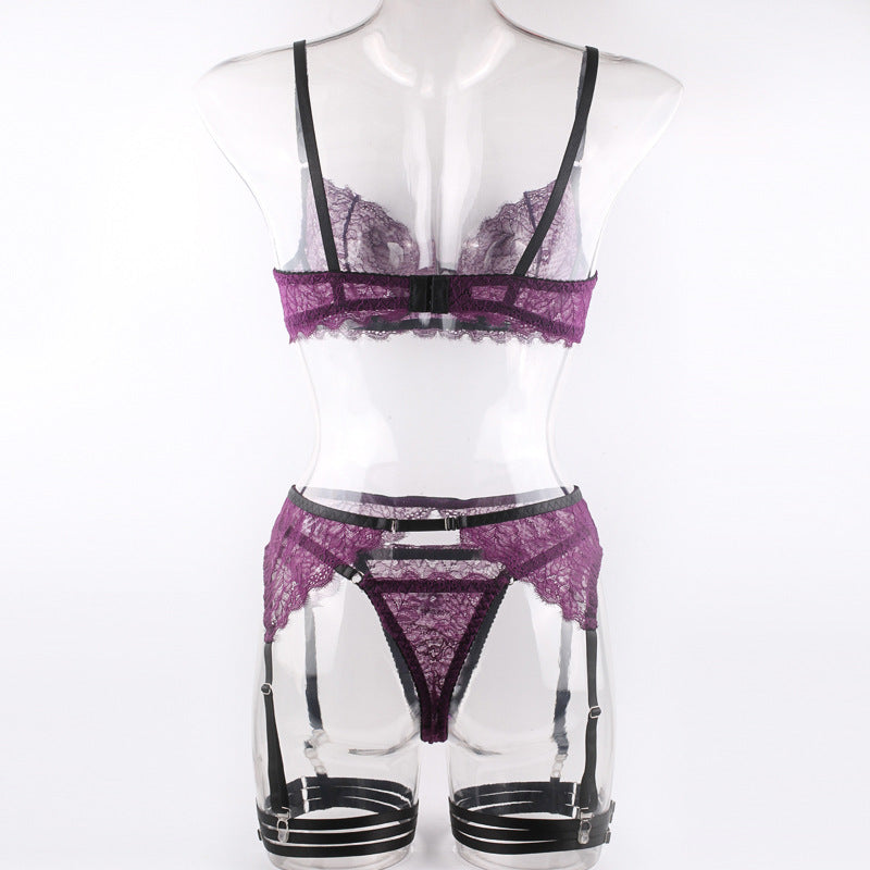 Marcella Scalloped Lace Lingerie Set-Purple-L-Basques-StylinArts