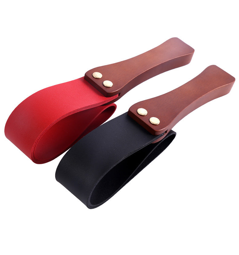 Vintage Leather Slapper Paddle with Wooden Handle – Black or Red-Bound to You-StylinArts