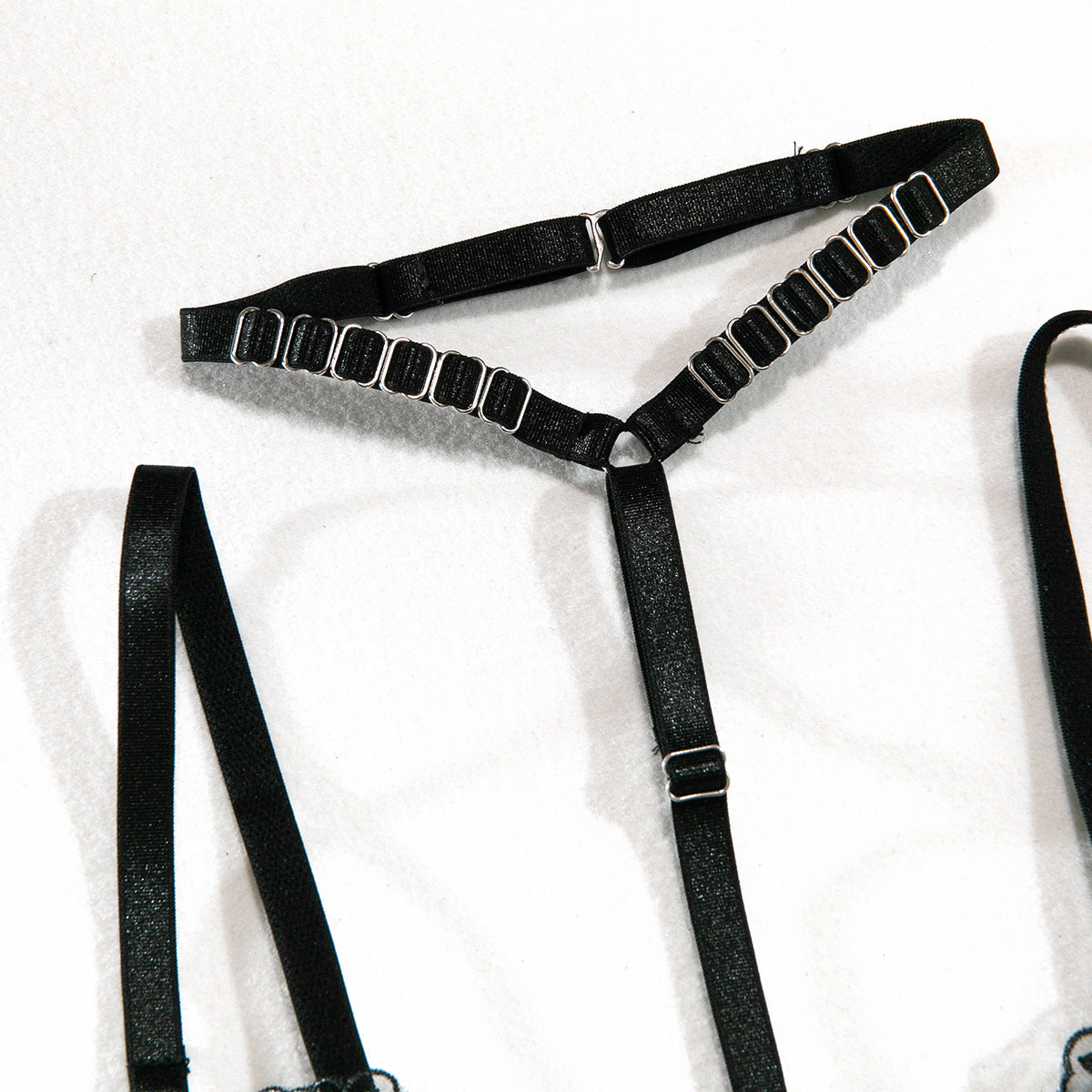 Midnight Veil Embroidered Garter Set-Black-L-Basques-StylinArts