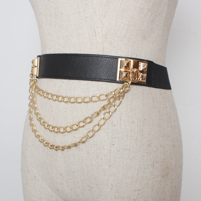 Luxe Chain Embellished Waist Belt-Suspender Belts-StylinArts