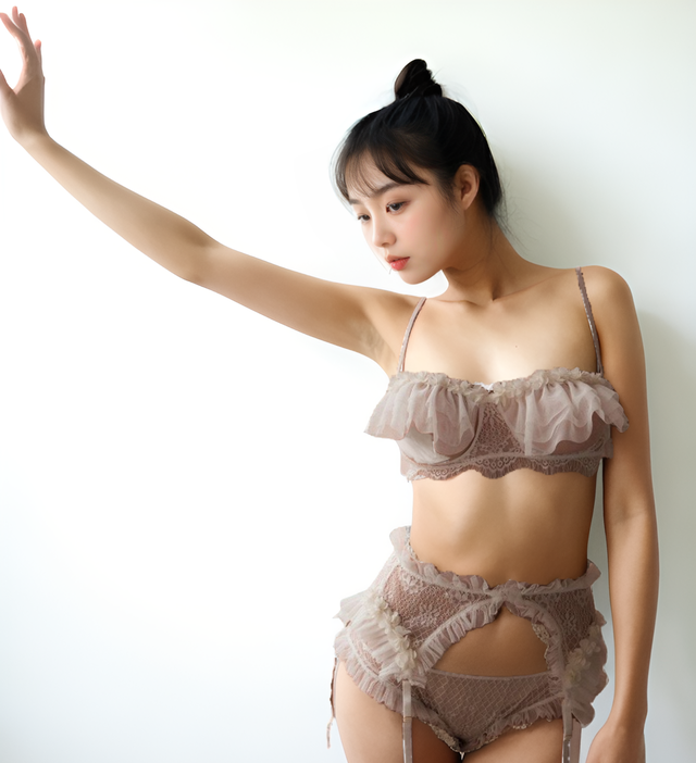 Elysia Ruffle Lace Set-Pink-L-Basques-StylinArts