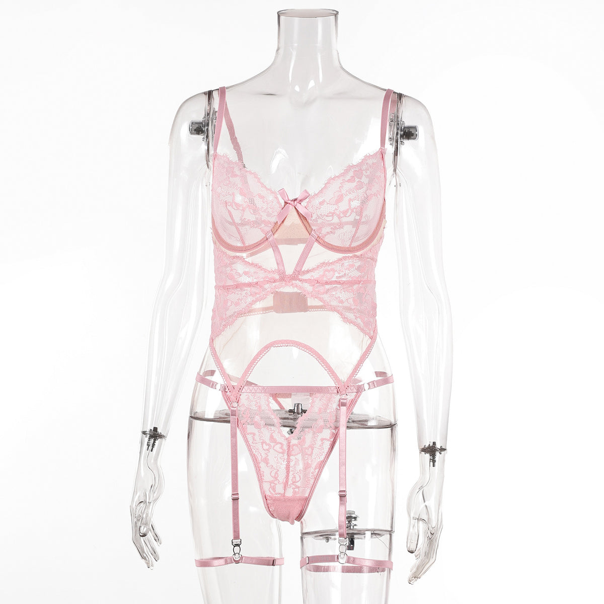 Crimson Whisper Lace Bodysuit-Pink-L-Basques-StylinArts