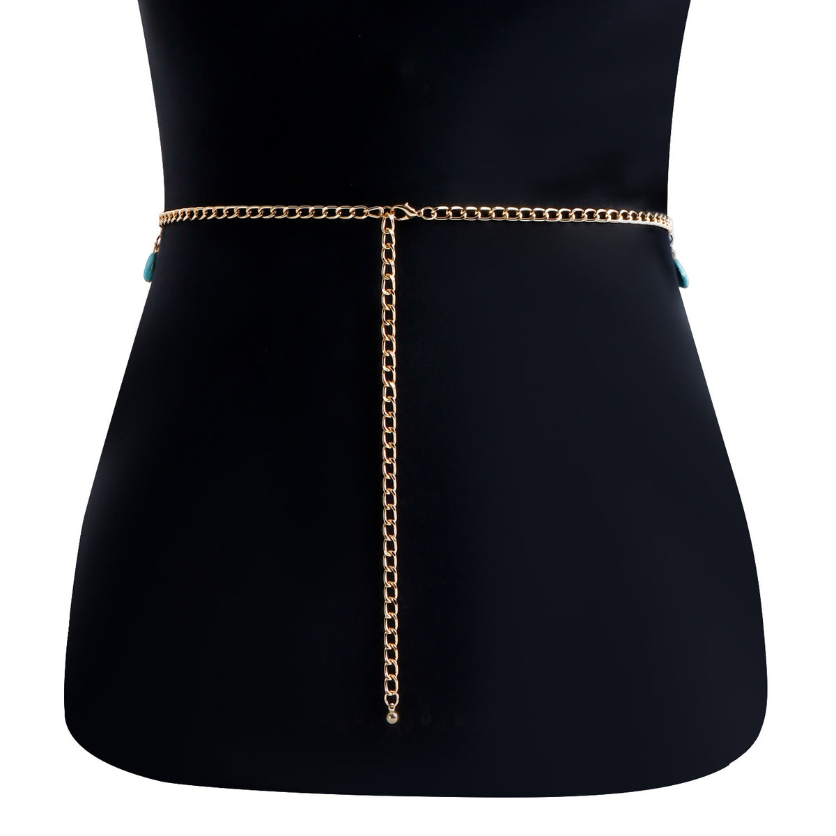 Turquoise Drape Belly Chain – Gold Multi-Layer Waist Jewelry for Lingerie & Beach Seduction-Belly chain-StylinArts