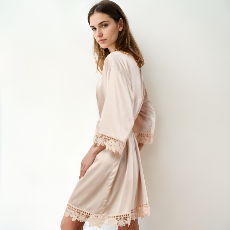 Navy Silk Robe – Lace Elegance & All-Night Comfort | StylinArts-Robes-StylinArts