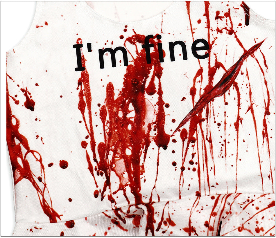 Possessed Schoolgirl Role-Play Costume – Bloody Tank & Plaid Skirt-Intimate Roleplay Outfits-StylinArts