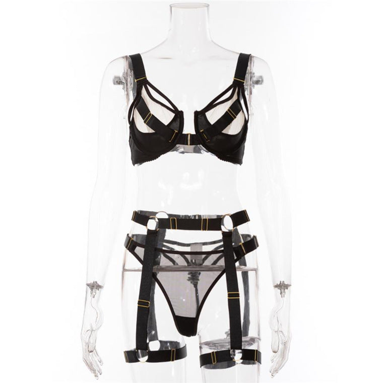 Nyx Strappy Harness Lingerie Set-Black-L-Basques-StylinArts