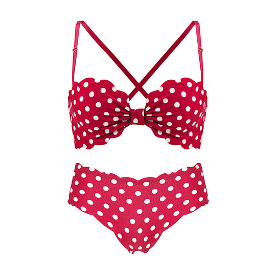 Colette Polka Dot Set-Red-70AB-Bras and Briefs-StylinArts