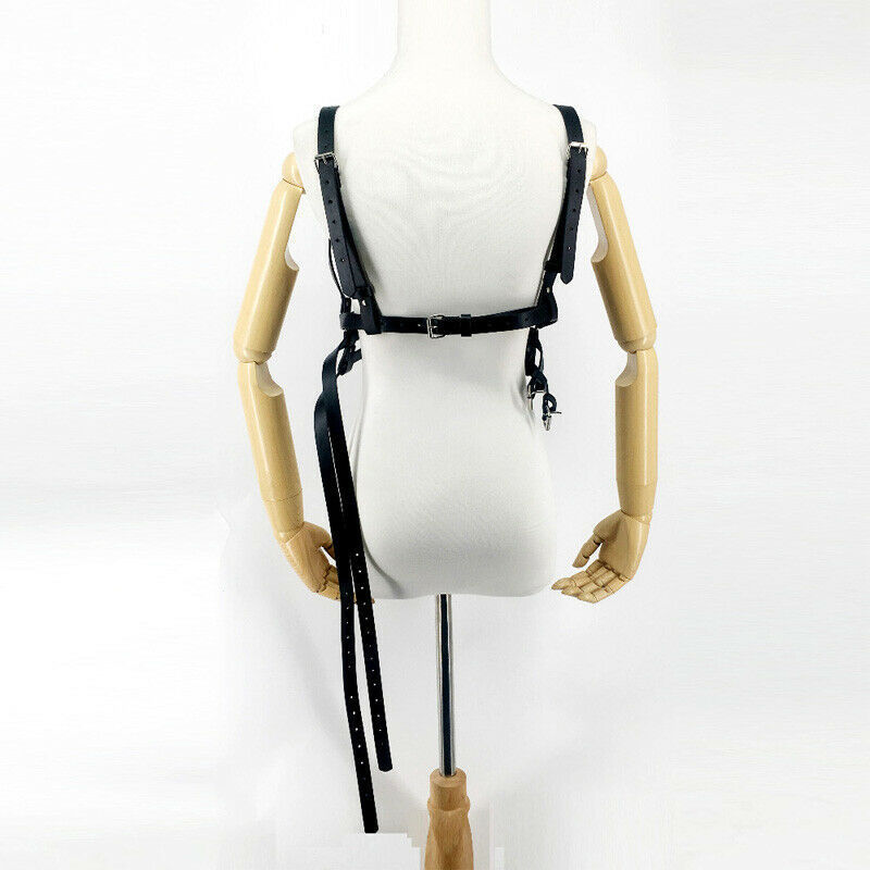 Enchanting Leather Bra with Body Chain-Suspender Belts-StylinArts