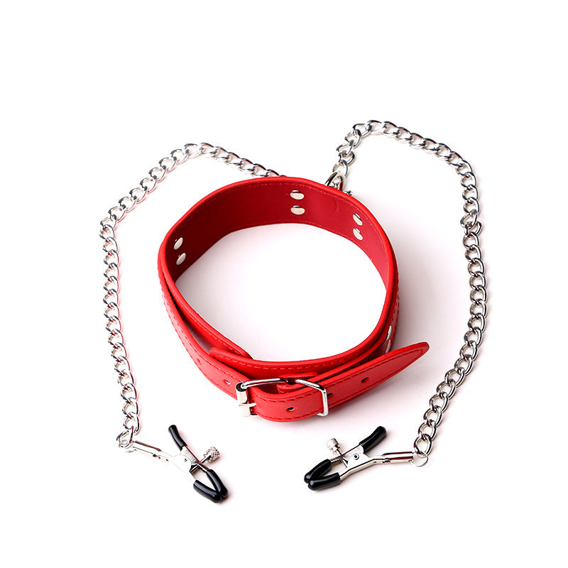 Luxury PU Leather Flirting Collar with Adjustable Chain Clips – Multiple Colors-Bound to You-StylinArts