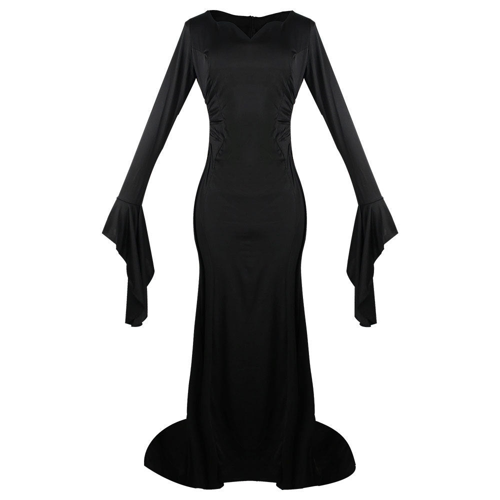 Dark Enchantress Witch Costume – Gothic Role-Play Gown with Flared Sleeves-Intimate Roleplay Outfits-StylinArts