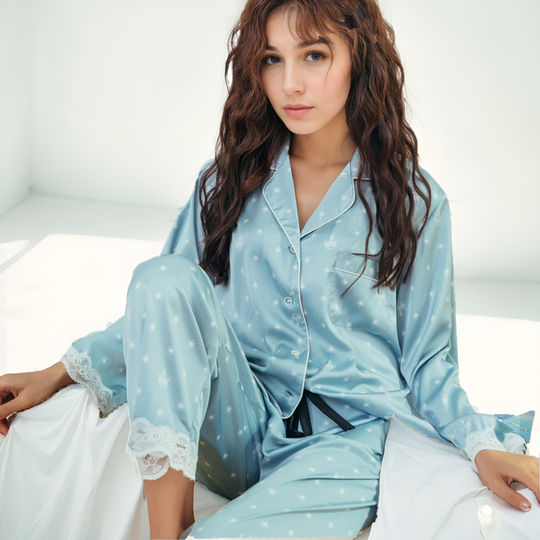 Satin Lace Pajama Set - Luxury Lounge Elegance | StylinArts-Pajamas-StylinArts