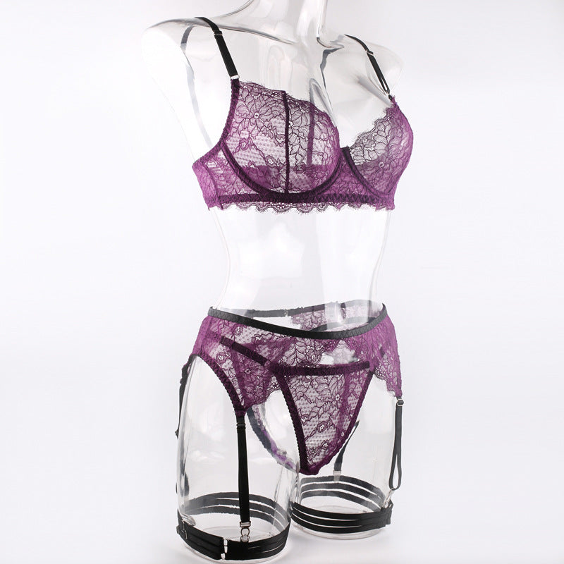 Marcella Scalloped Lace Lingerie Set-Purple-L-Basques-StylinArts