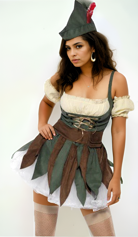Naughty Neverland Rogue Costume – Leaf Skirt & Corset Fantasy Dress-Intimate Roleplay Outfits-StylinArts