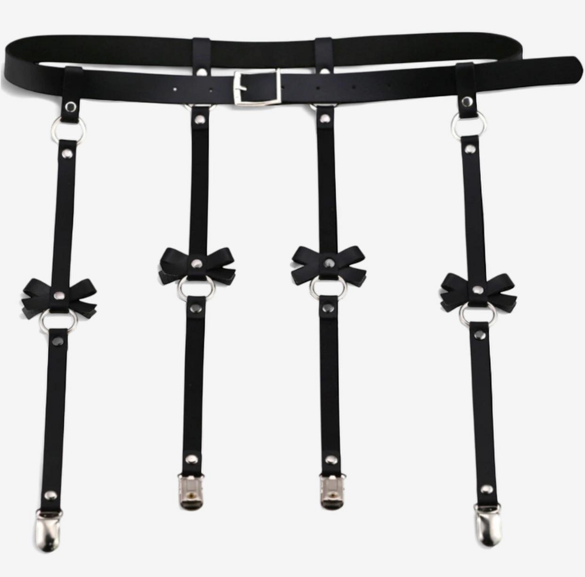 Dominion Luxe Leather Harness Lingerie Set-Suspender Belts-StylinArts