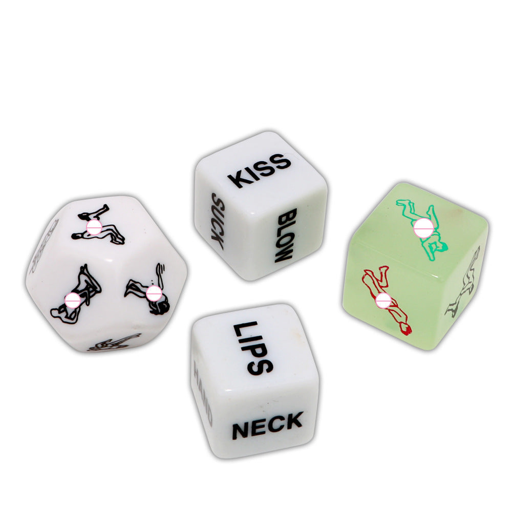 Glow-in-the-Dark Naughty Dice – Couples Game Set for Romantic Fun (4-Pack)-Flirty Fun & Games-StylinArts
