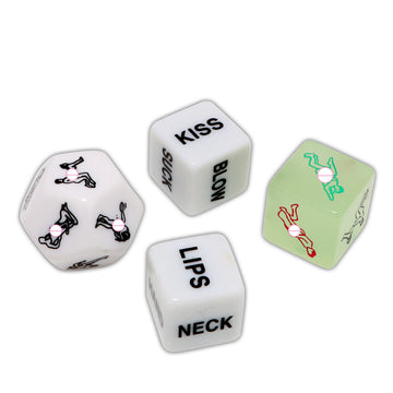 Glow-in-the-Dark Naughty Dice – Couples Game Set for Romantic Fun (4-Pack)-Flirty Fun & Games-StylinArts