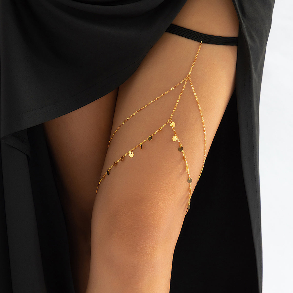 Golden Goddess Thigh Chain – Dainty Gold Leg Jewelry for Sultry Slits & Lingerie Looks-Body Jewellery-StylinArts