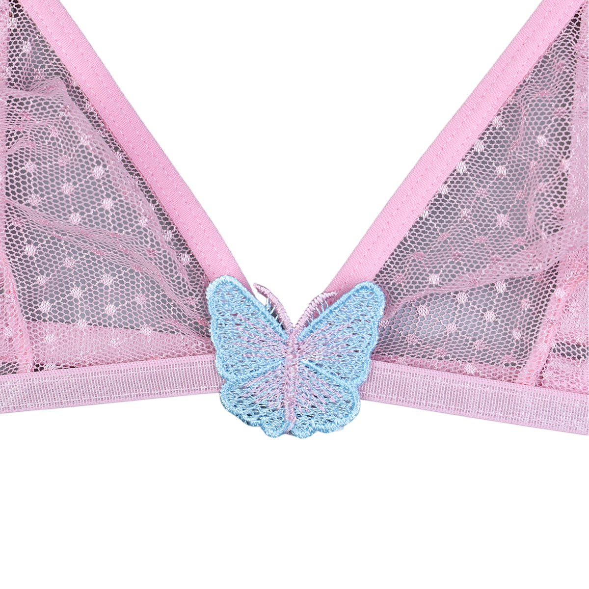 Marivelle Mesh Butterfly Set-Pink-L-Bras and Briefs-StylinArts