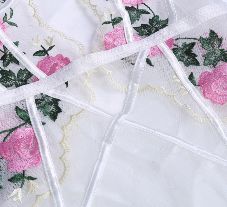 Rosavine Embroidered Illusion Bodysuit-White-L-Basques-StylinArts