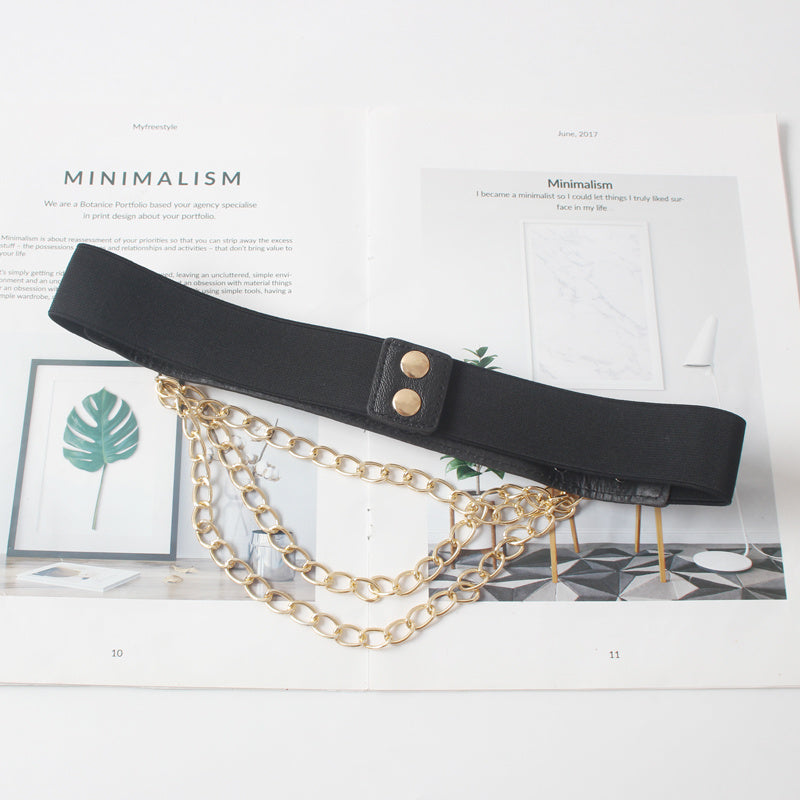 Luxe Chain Embellished Waist Belt-Suspender Belts-StylinArts