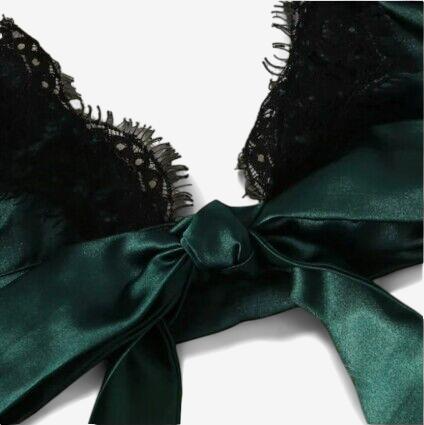 Veloura Satin Lace Set-Black-L-Bras and Briefs-StylinArts