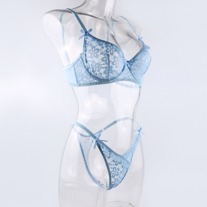 Celestine Lace Underwire Set-Sky Blue-L-Bras and Briefs-StylinArts