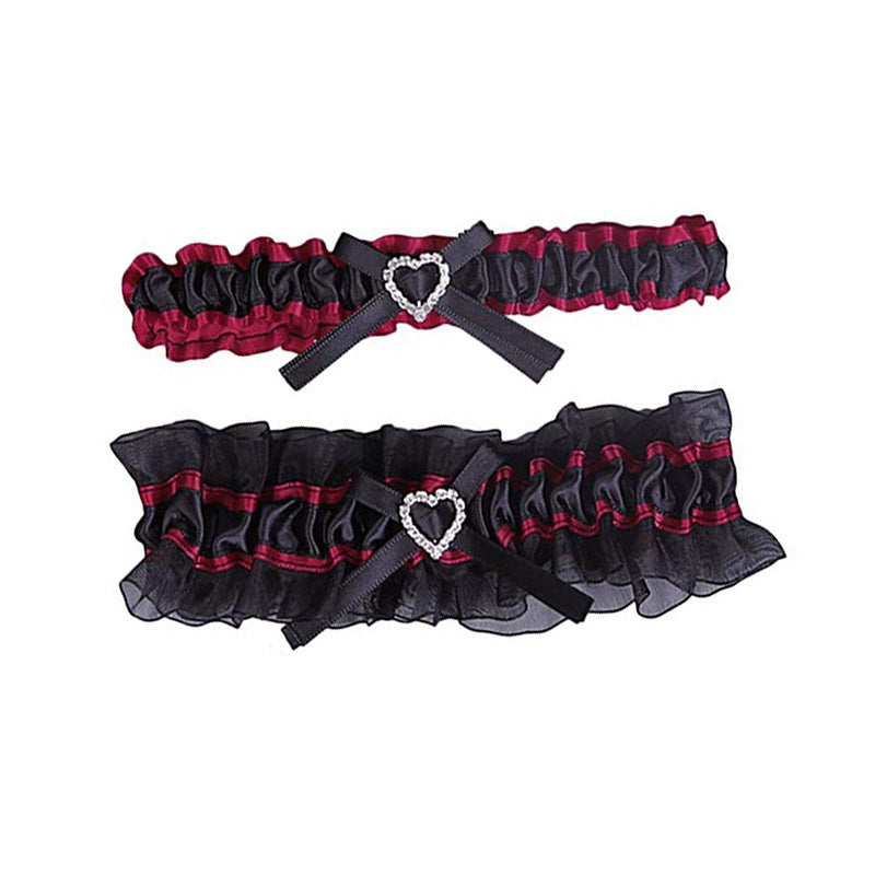 Bridal Bow Wedding Garter-Garter-StylinArts-Black/Wine-StylinArts