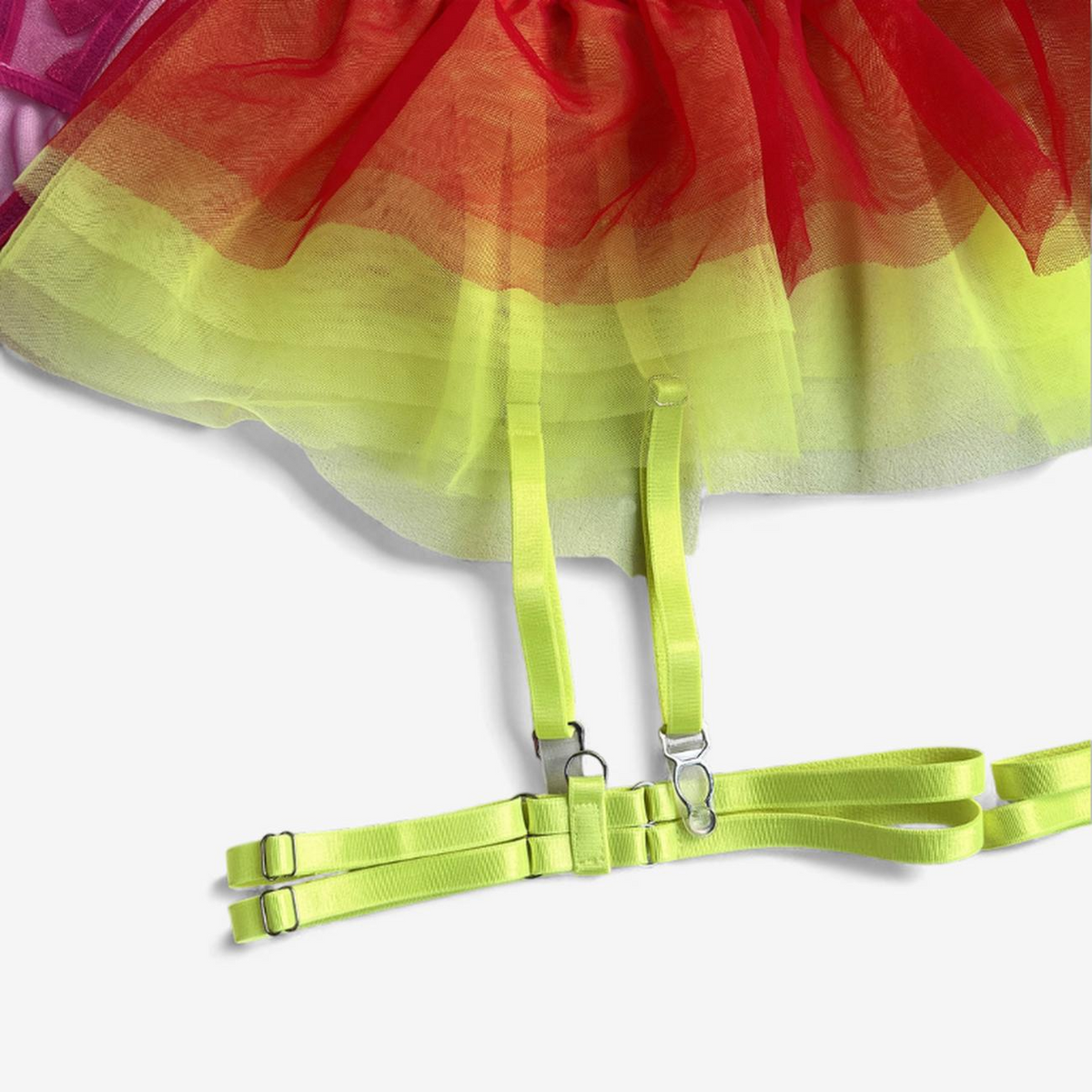 Carnivale Heart Tulle Garter Set-Rose Red-L-Basques-StylinArts