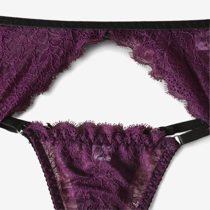 Marcella Scalloped Lace Lingerie Set-Purple-L-Basques-StylinArts