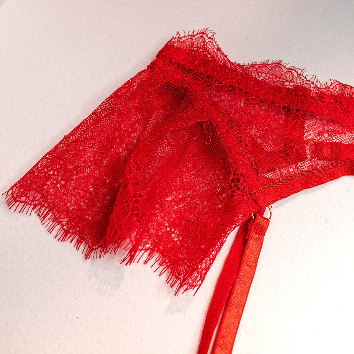 Violetta Luxe Feather Garter Ensemble-Black-L-Basques-StylinArts