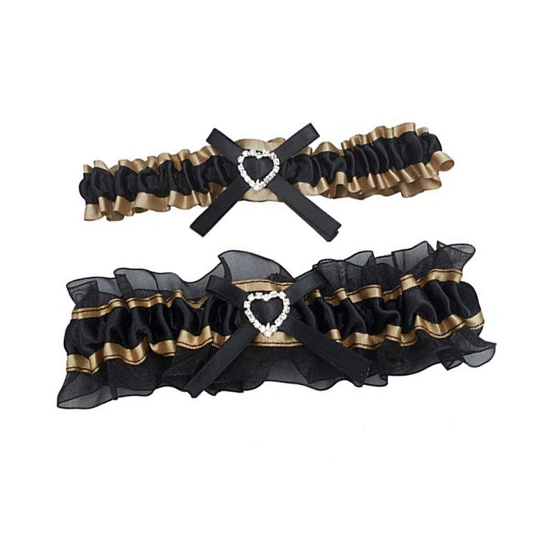 Bridal Bow Wedding Garter-Garter-StylinArts-Black/Gold-StylinArts