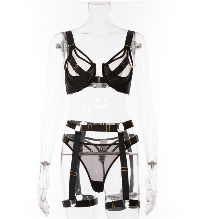 Nyx Strappy Harness Lingerie Set-Black-L-Basques-StylinArts
