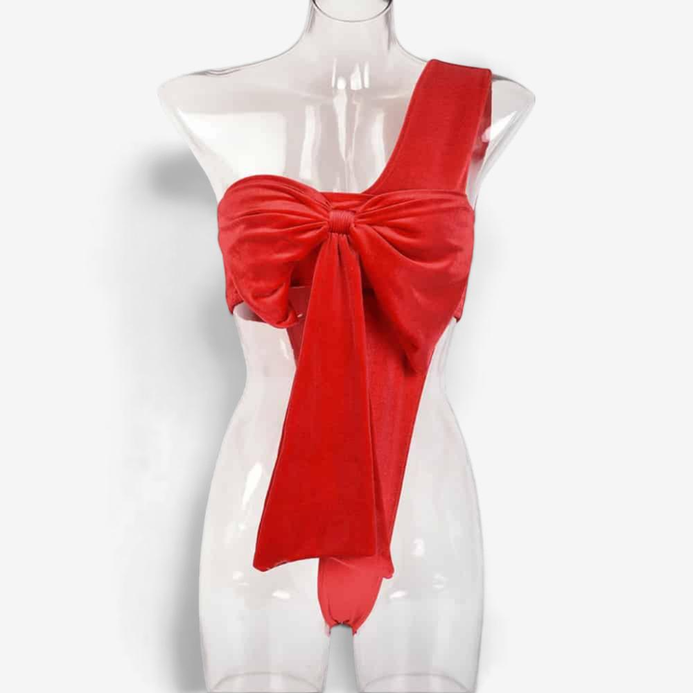 Velvet Bow Fantasy Wrap-Red-L-Bodies & Teddies-StylinArts