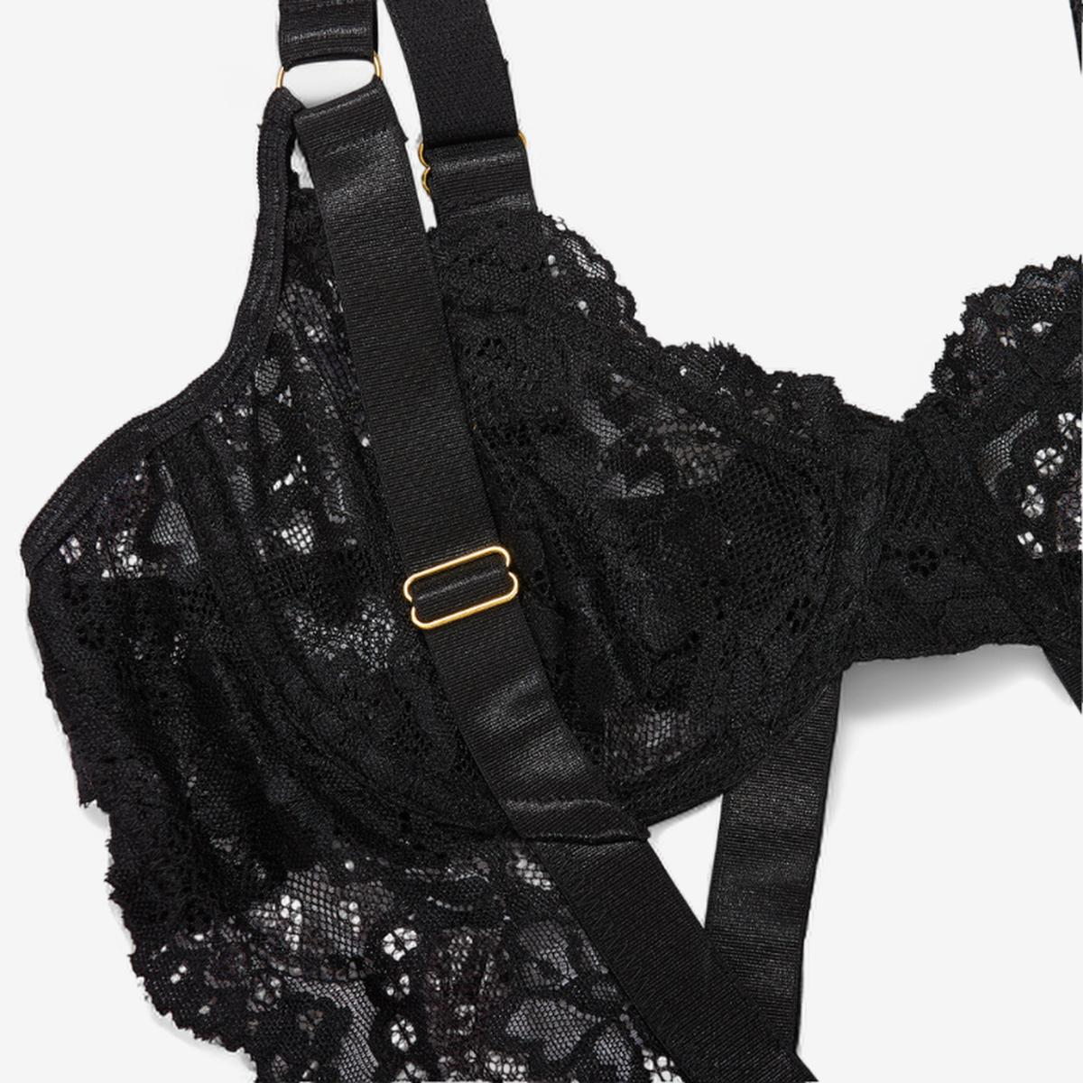 Noirelia Lace Harness Bodysuit-Black-L-Bodies & Teddies-StylinArts