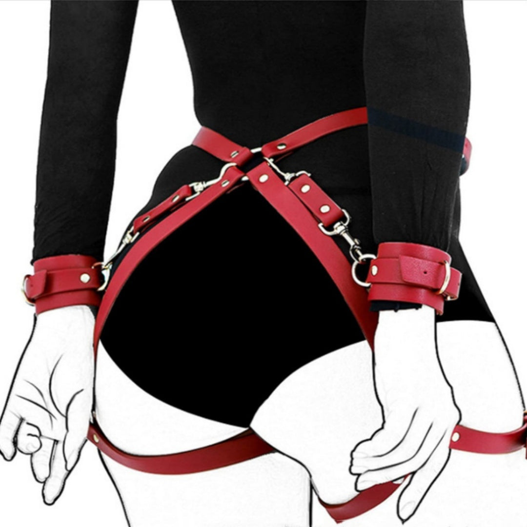 Exquisite Leather Restraint Set – Adjustable Luxury Accessory in Red or Black