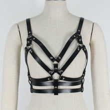 Enchanting Faux Leather Bra with Body Chains – Adjustable Statement Lingerie | No Limits