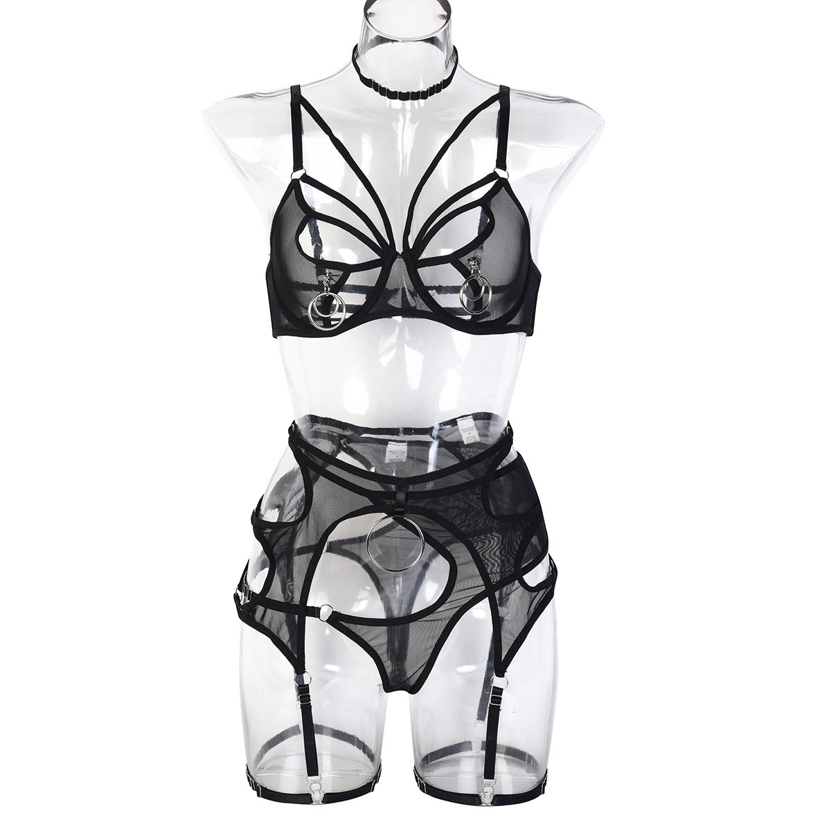 Astrid Lune Mesh Harness Ensemble-Black-L-Basques-StylinArts