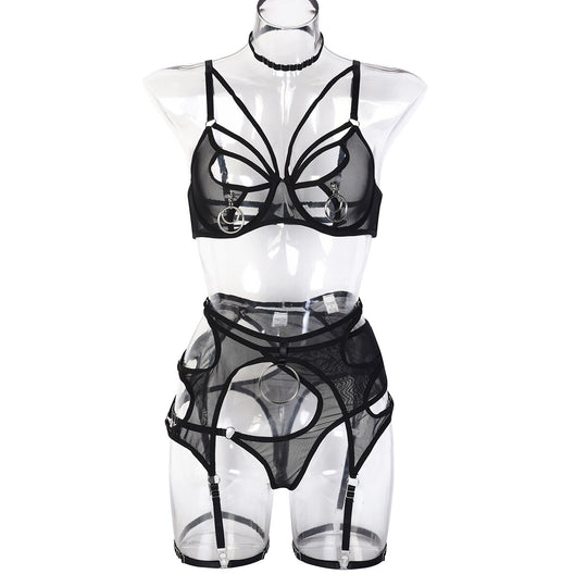 Astrid Lune Mesh Harness Ensemble-Black-L-Basques-StylinArts