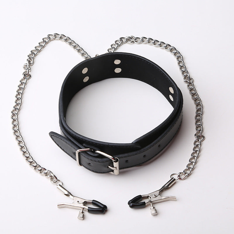 Luxury PU Leather Flirting Collar with Adjustable Chain Clips – Multiple Colors-Bound to You-StylinArts