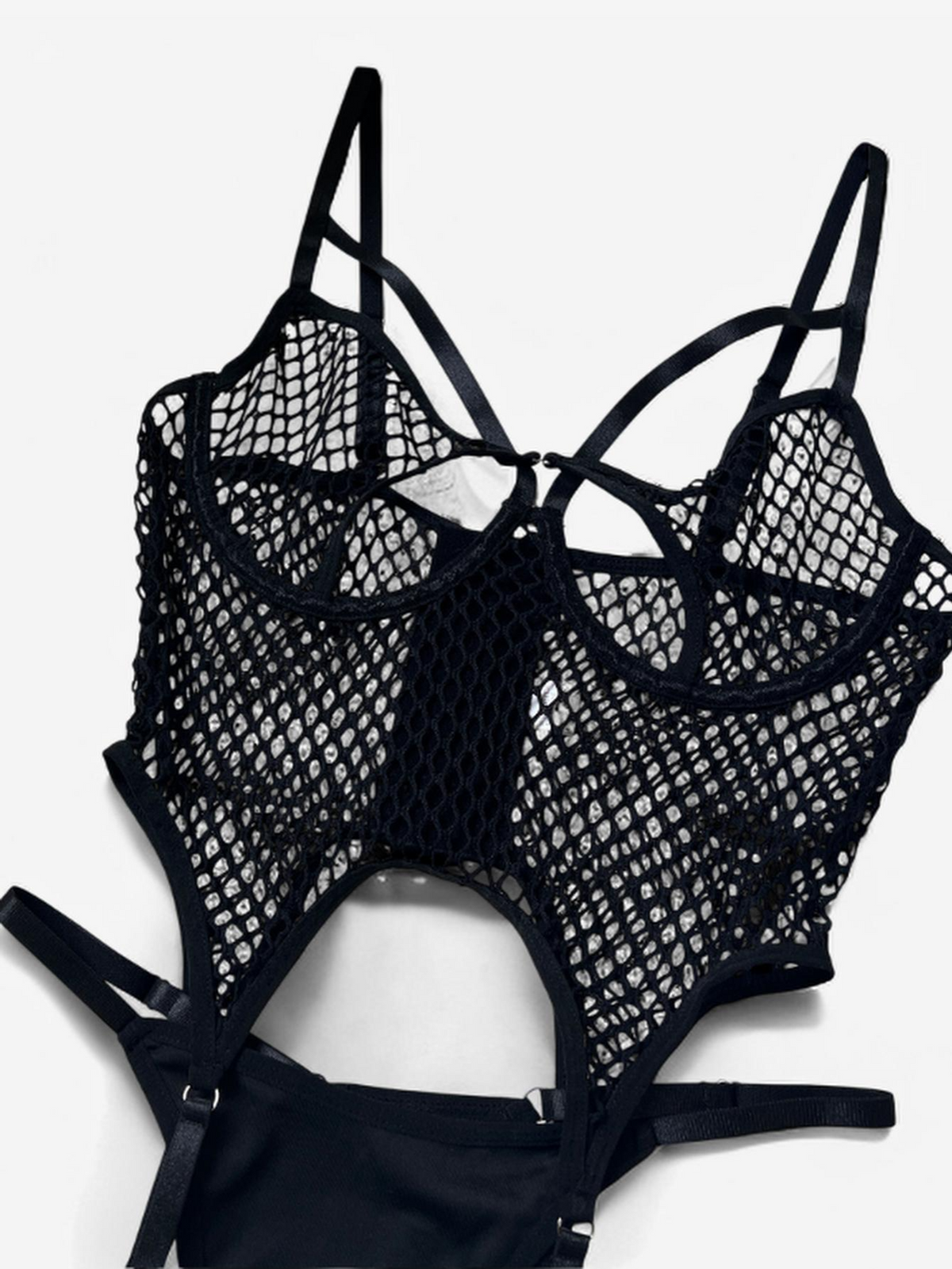 Serenna Mesh Cutout Bodysuit-Black-L-Bodies & Teddies-StylinArts