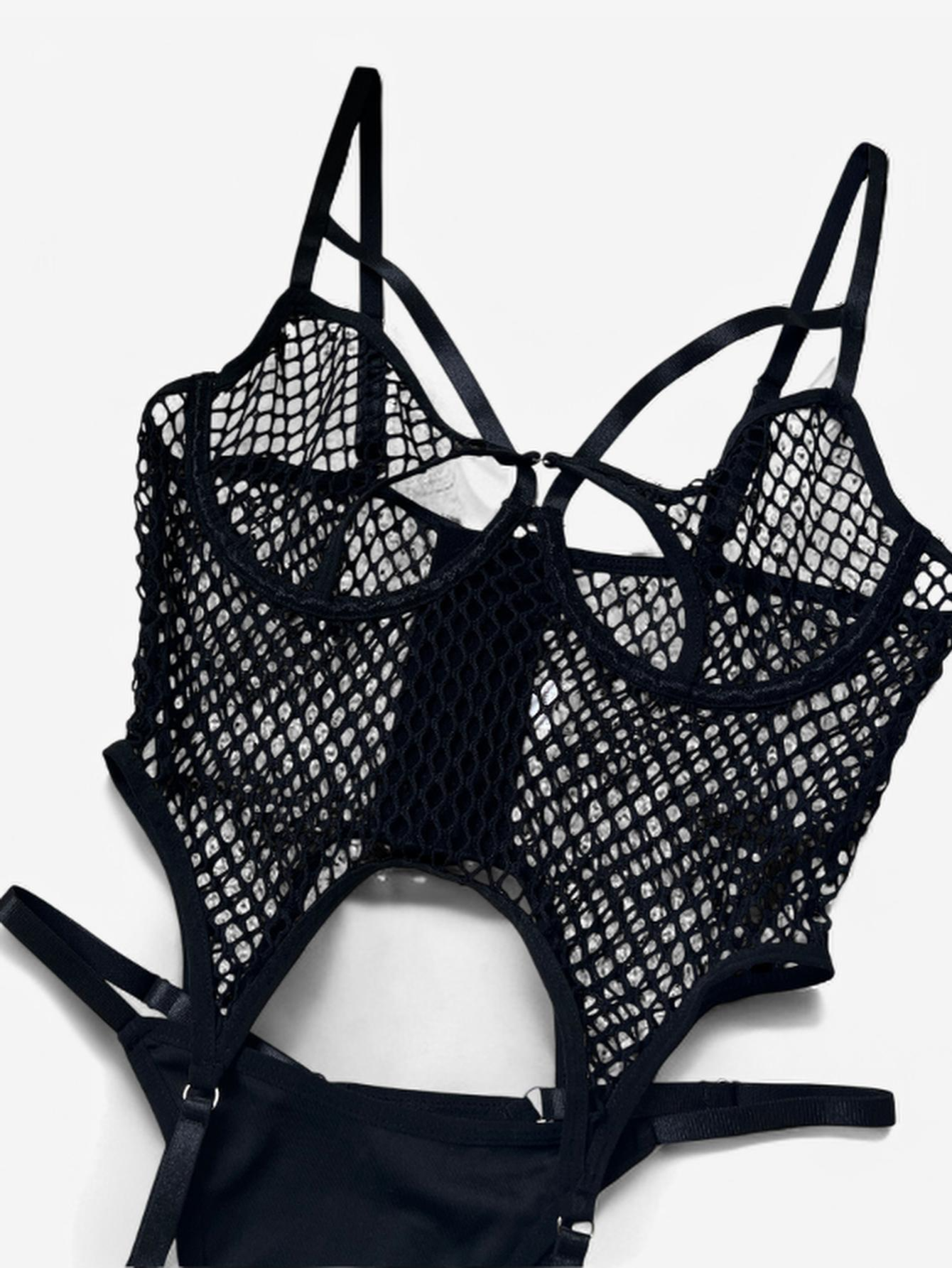 Serenna Mesh Cutout Bodysuit-Black-L-Bodies & Teddies-StylinArts
