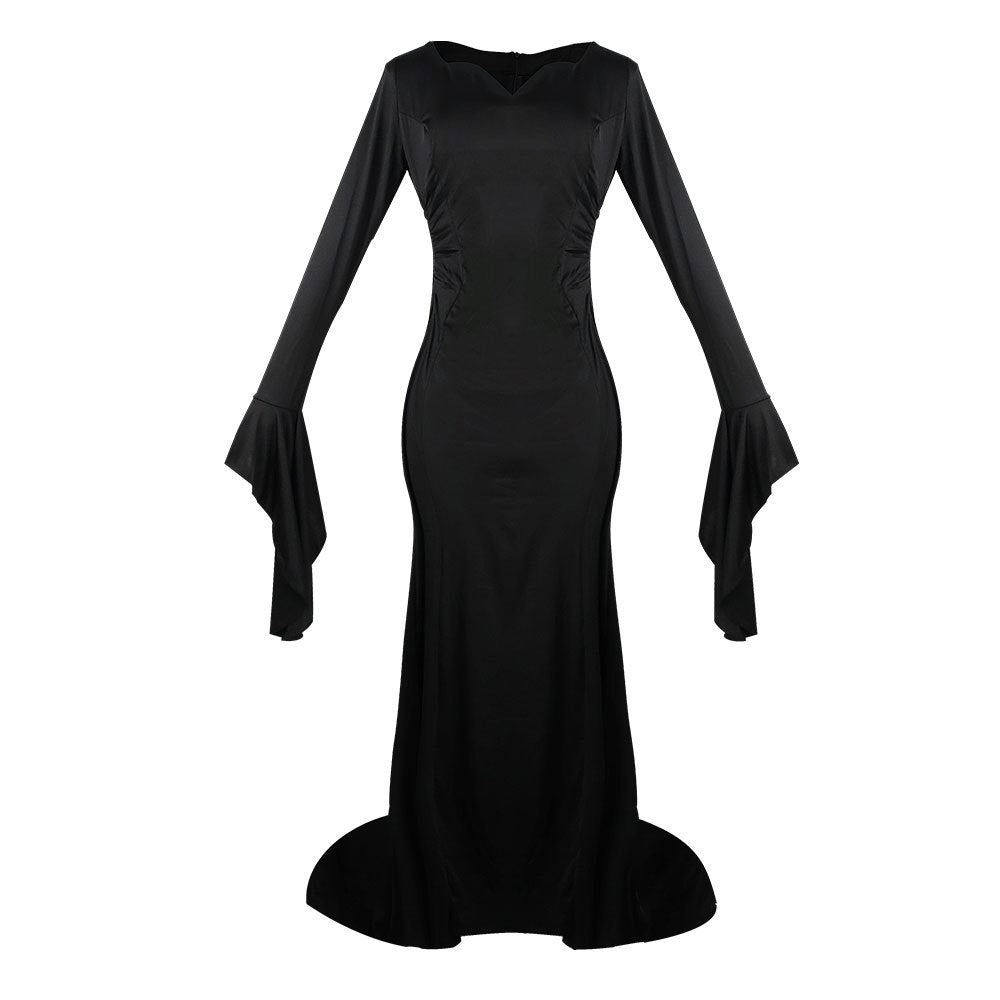 Dark Enchantress Witch Costume – Gothic Role-Play Gown with Flared Sleeves-Intimate Roleplay Outfits-StylinArts