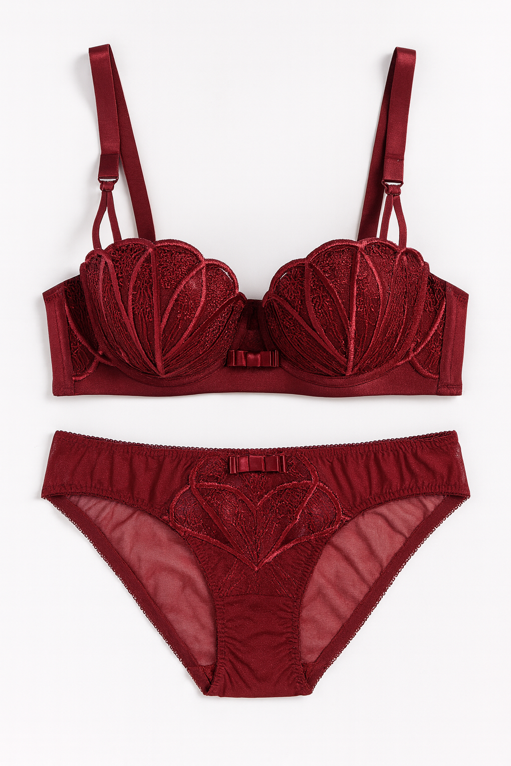 Amorella Lace Set-Burgundy-70AB-Bra-StylinArts
